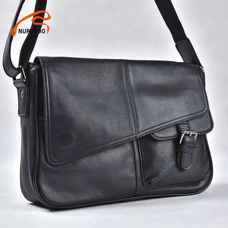 Cross Body Casual Men Crossbody Bag Genuine Leather Fashion Shoulder Bag High Quality Leather Messenger For 10.5 Inch iPad NUPUGOO H261016