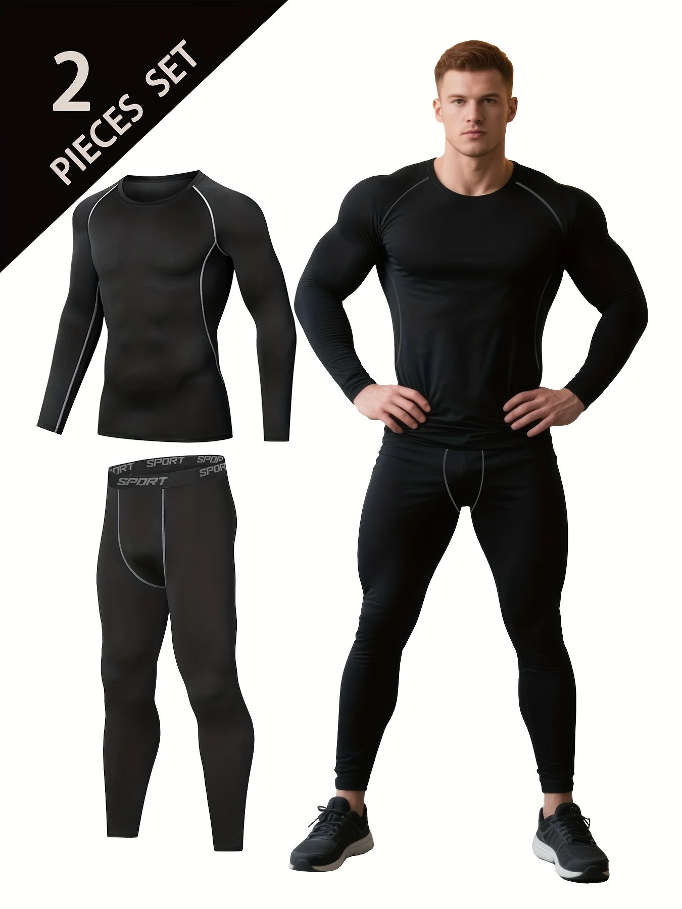 Men's fitness suit sports breathable training quick drying underwear compression comfort warm 261012
