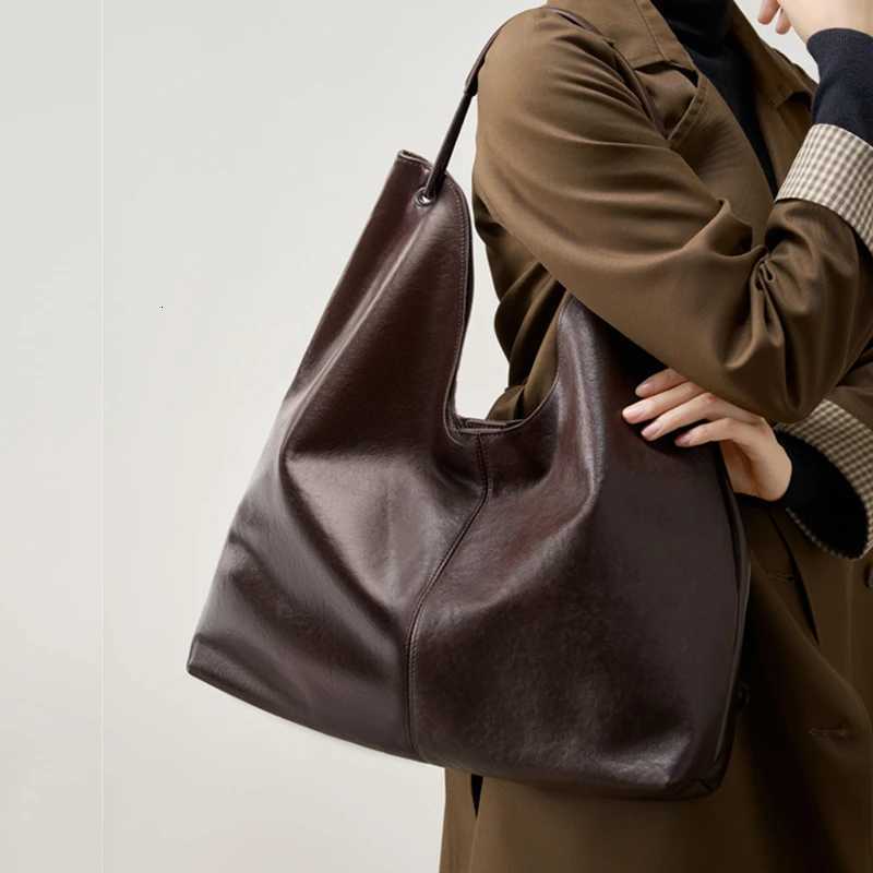 Shoulder Bags BURMINSA Large Genuine Leather Hobo Bag Women Vintage Slouchy Cowhide Half Moon Crescent Shoulder Bag Work Shopper Tote Handbags H2610