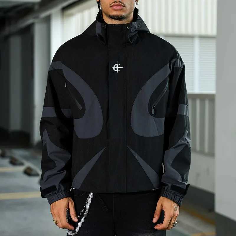 Hooded Men Men's Jacket Jackets High Street Hip Hop Youth Trendy Loose Fit Casual Fashion Outdoor Coat Lightweight Breathable Streetwear Daily