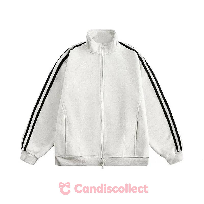 individual Jacket stand up collar a trendy brand for both men women in spring and fall loose fitting double headed zippers couple's jacket with