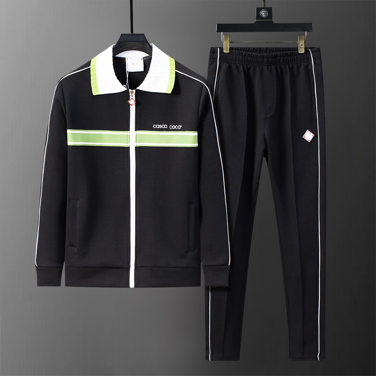 Men's suit long sleeved jacket set fashionable running men's sports suit letter embroidery print slim fit hooded sweatshirt sportswear
