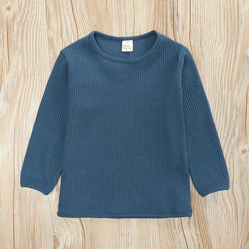 Kids Toddler Pajamas Pajamas 2026 Ribbed Knitting Solid Cotton Winter Lounge Boy Girl Casual Pyjamas Children Warm SleepwearW261016