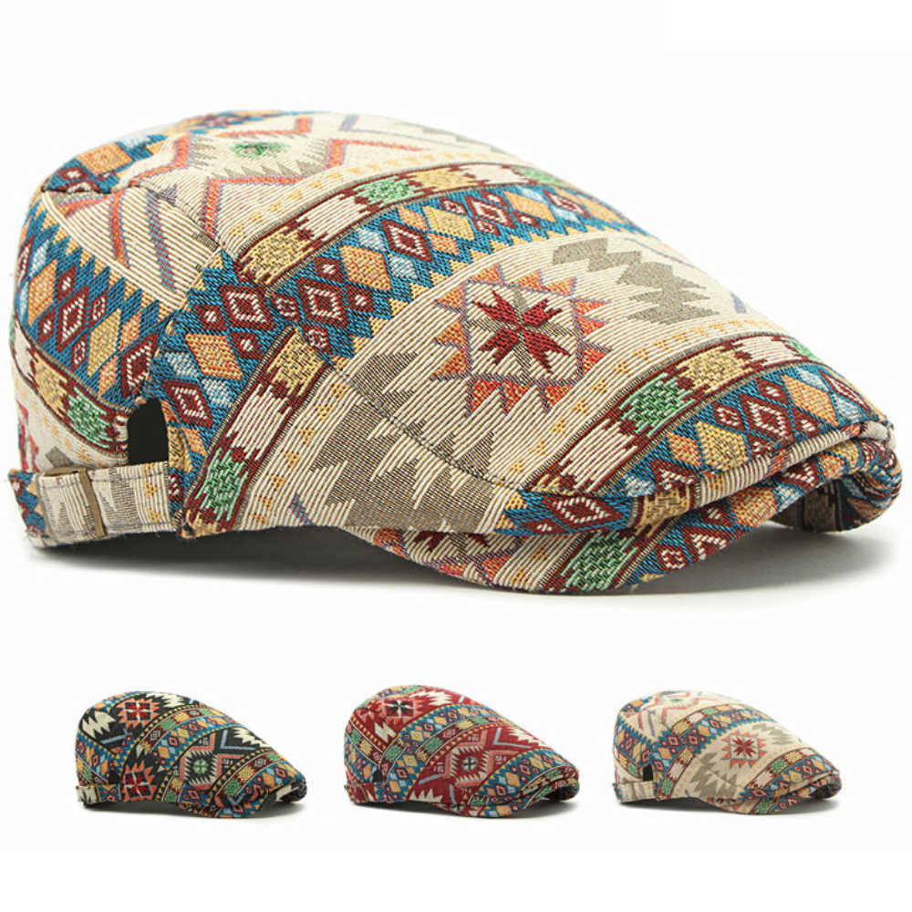 Men HT4559 Women Beret New Stylish Jacquard Ivy Flat Cap Spring Autumn Artist Painter Beret Hat Male Female Adjustable Beret Cap S261016HS71