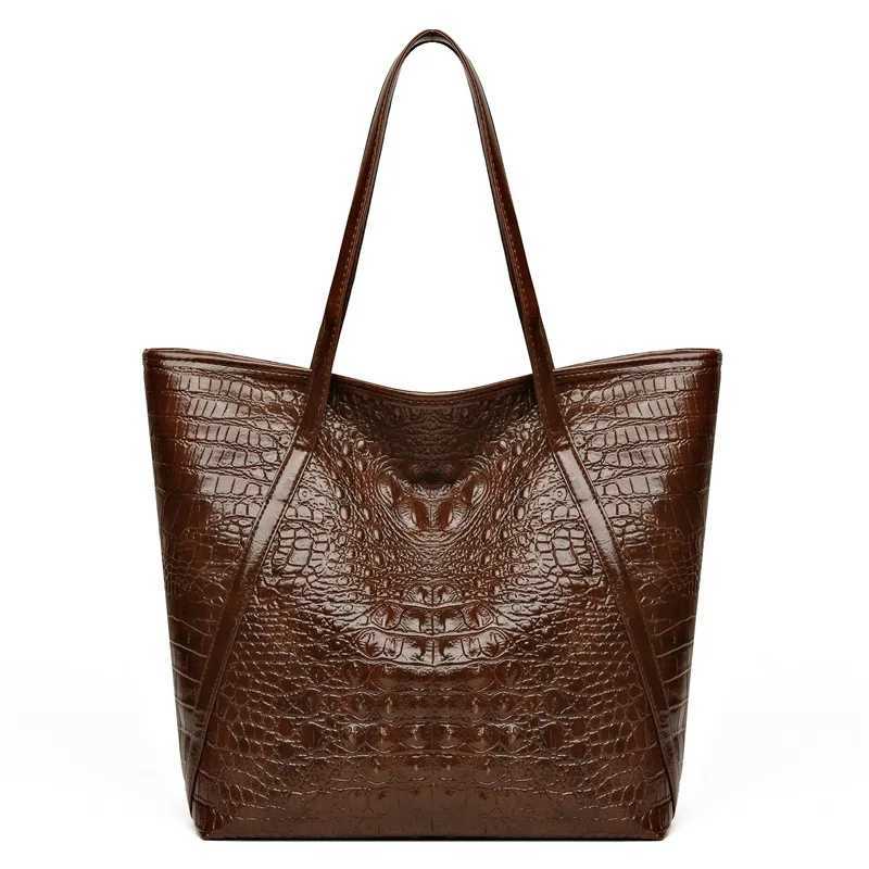 Shoulder Bags Simple Versatile Crocodile Print Tote Bag Large Capacity Fashion Handbag Vintage Design Shoulder Women's Bag X261016
