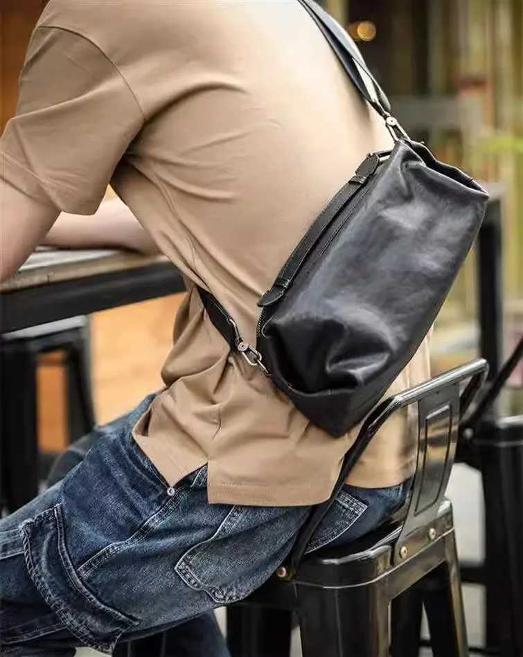Cross Body SENOFAN 2025 Cowhide Genuine Leather Men's Bags Commuting Leisure Shoulder Crossbody Bag Motorcycle Chest Bag Soft H261016
