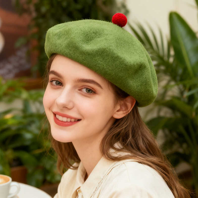 Women 1pc French Classic Solid Color Beret Cap fleece-lined Warmth Leisure Fashion Beanie Hat Suitable for Party Wear Halloween S261016BDNC
