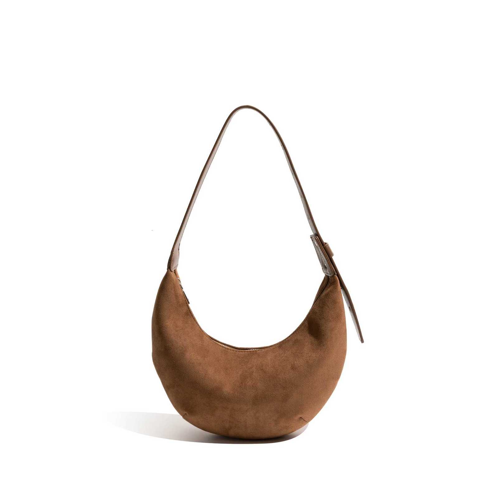 Totes CKKUI Retro Faux Suede Underarm Shoulder Purse Half Moon Simple Shopping Bags Adjustable Strap Versatile Chic Hobos Handbags X261016