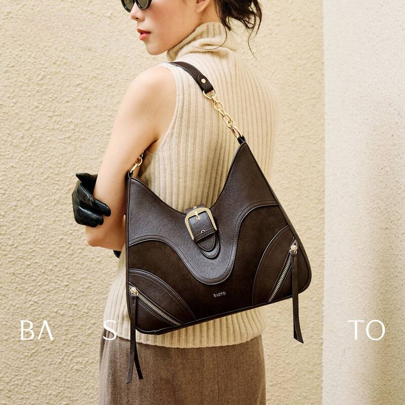 Sac de créateur vintage de luxe Baisitu International Sac à main en forme de croissant de grande capacité pour femme Rétro haut de gamme Sac à ba