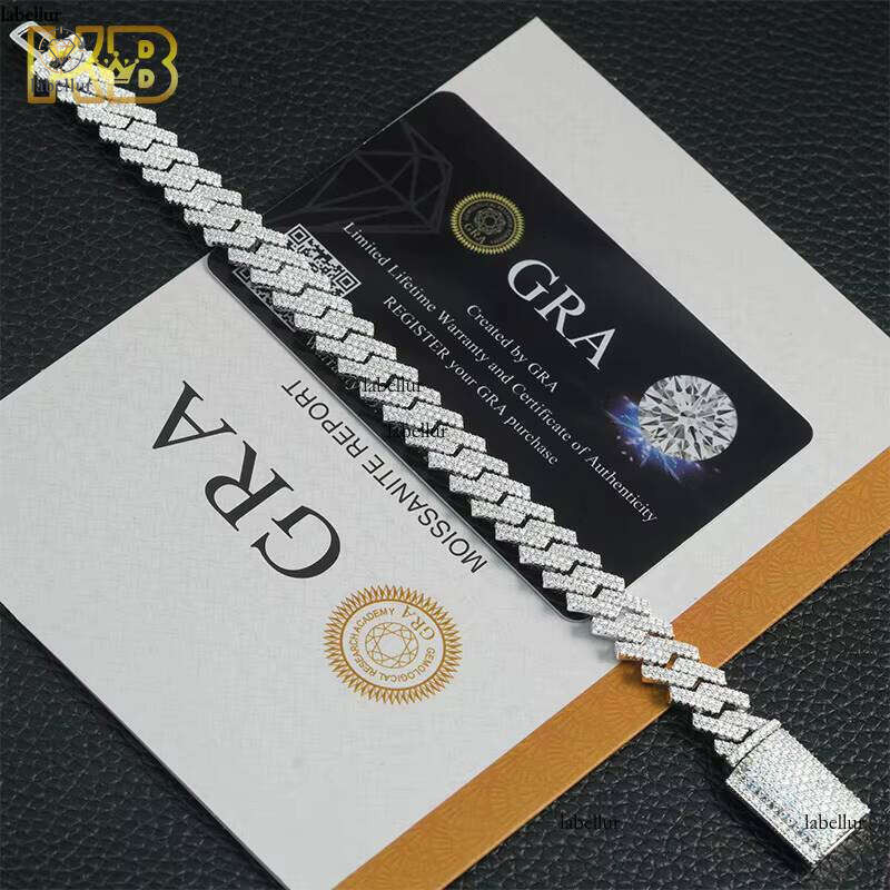 Sterling Sier Cuban bracelet for women Chain Bracelet 6mm-18mm VVS Moissanite Iced White Gold Unisex jewlery Hip Hop Jewelry 9