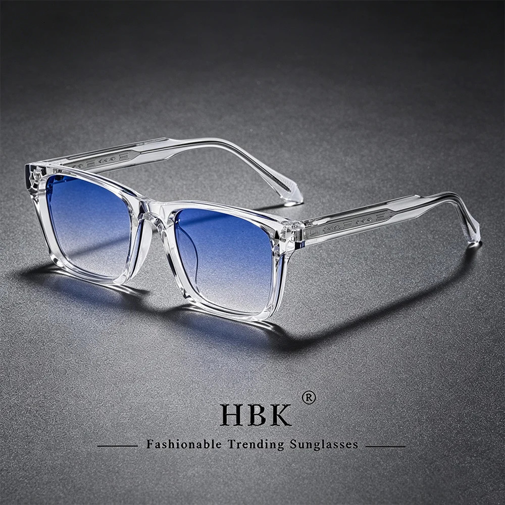 HBK Fashion Men Square Sunglasses Cellulose Propionate Temple Tips Sun Glasses Vintage Women Outdoor Travel Business Glasses 261016