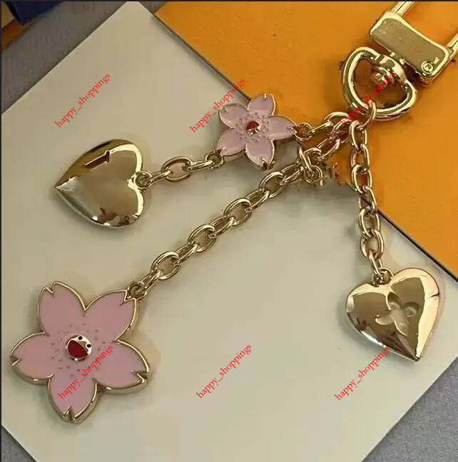 Luxury metal charm chain flower heart designer bag charms gold sliver Snap fastener mens ladies keychain Holiday gift lovely quality with box