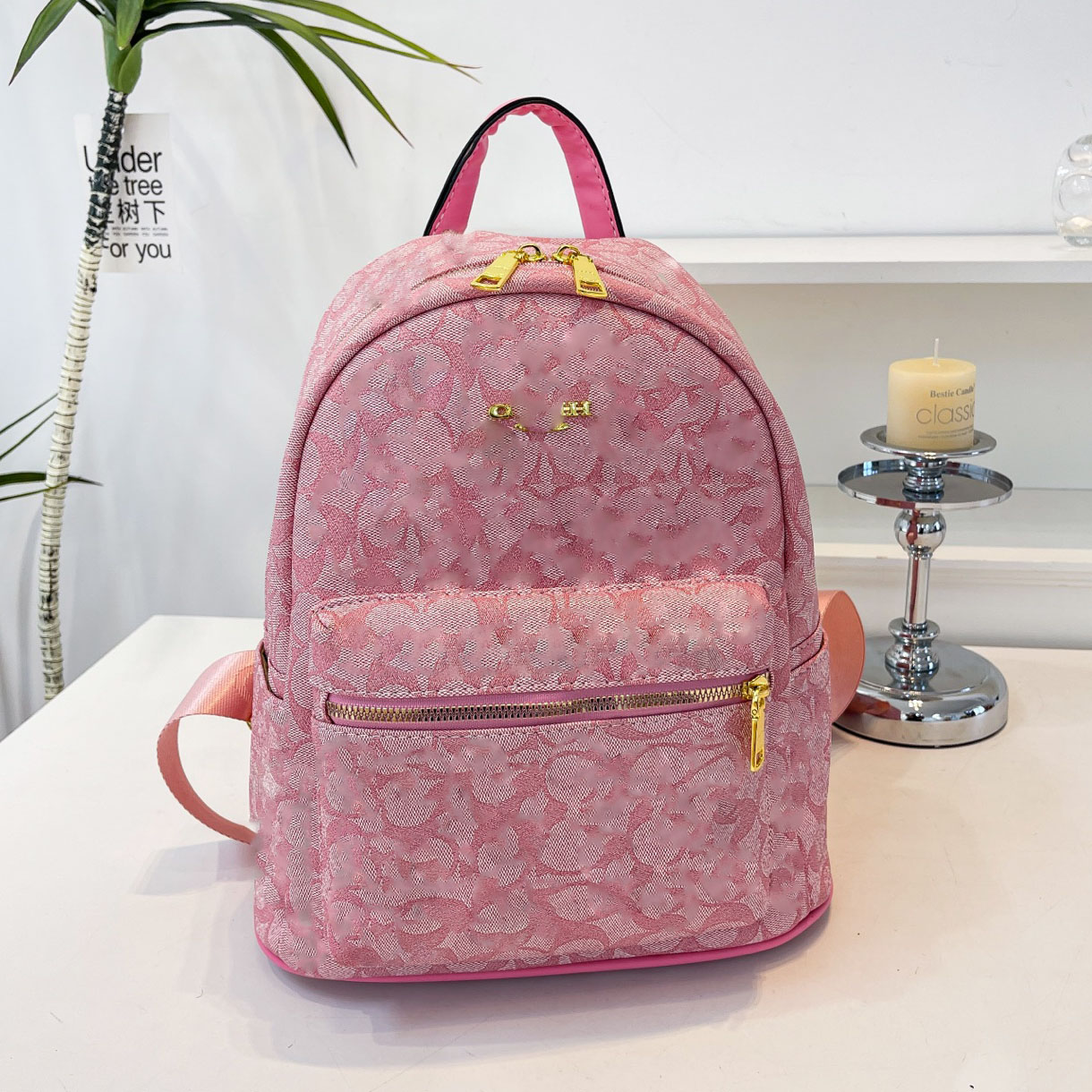 Designer Men Backpack Multi functional Leather Women's Backpack Classic Print Design Fashion Backpack Travel Bag Luxury Brand pink bag