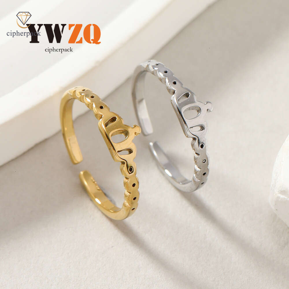 New Jewelry titanium adjustable opening light luxury hollow small crown ring 925 Sterling Silver 18K Gold jewelry