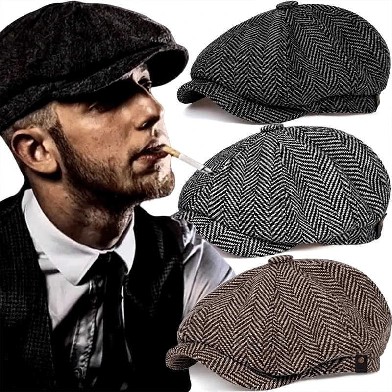 Hat Classic for Men Caps Vintage Retro Tweed Peaky Blinders Beret Hat Flat Peaked Cap Street Hats for Women Men S261016OX6E