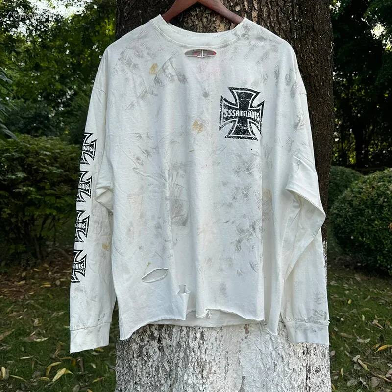 Designer Shirt Men Vintage T Shirt Graffiti American Style High Street Casual Couple Autumn Tops Graphic Streetwear Y2k Size S-Xl