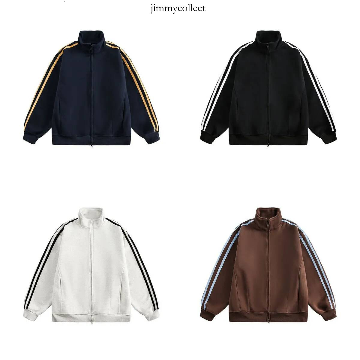 individual Jacket stand up collar a trendy brand for both men women in spring and fall loose fitting double headed zippers couple s jacket with stri
