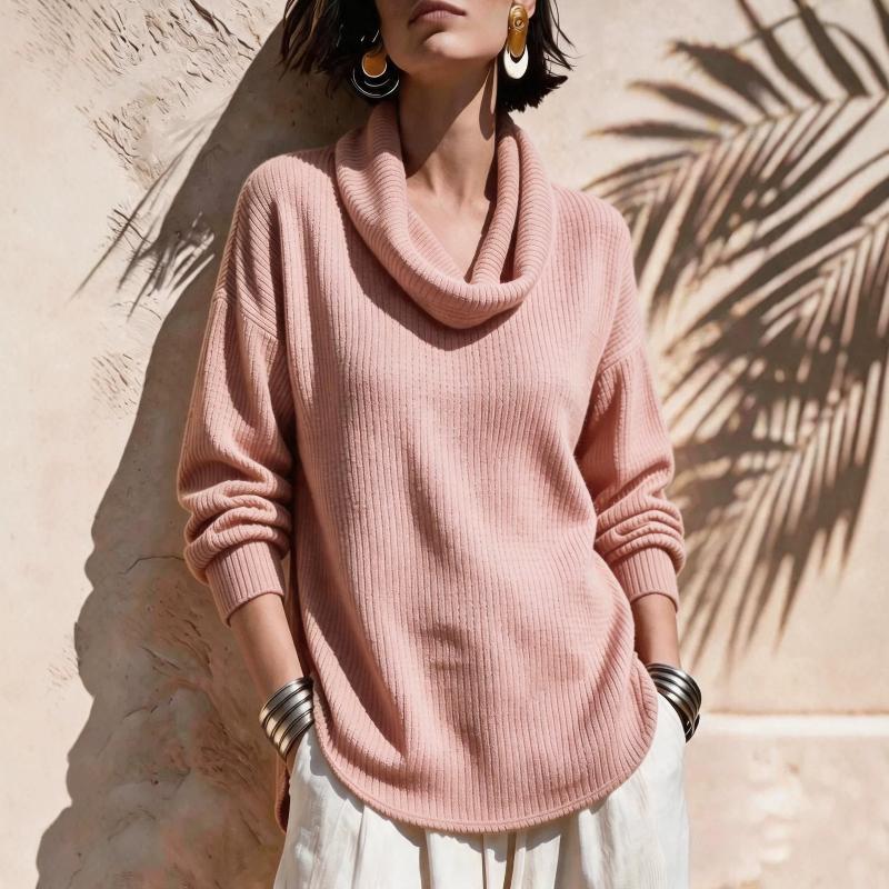 T-shirt en tricot pour femme, col bénitier, froncé, plissé, ample, décontracté, solide, ourlet double incurvé, automne S-XXXL