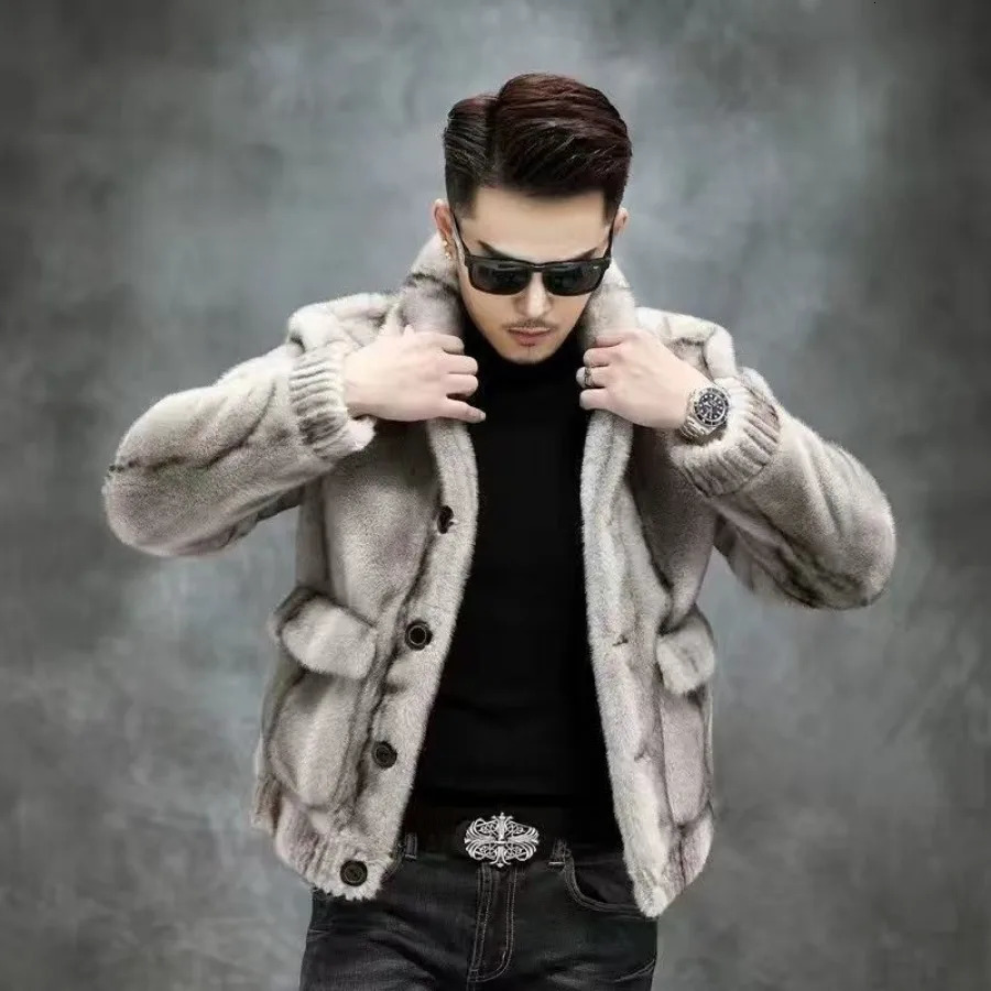 y Winter Fur Jackets Men's Warm Thick Faux Coat Singlebreasted Pocket Stand Up Collar Highend Long Sleeve 261012