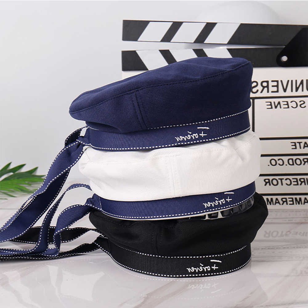 Style Japanese Cute Academy Beret Hats Spring Summer Thin Navy Sailor Hat For Women Uniform Shooting Stage Performance Girl Hats S26101688G1