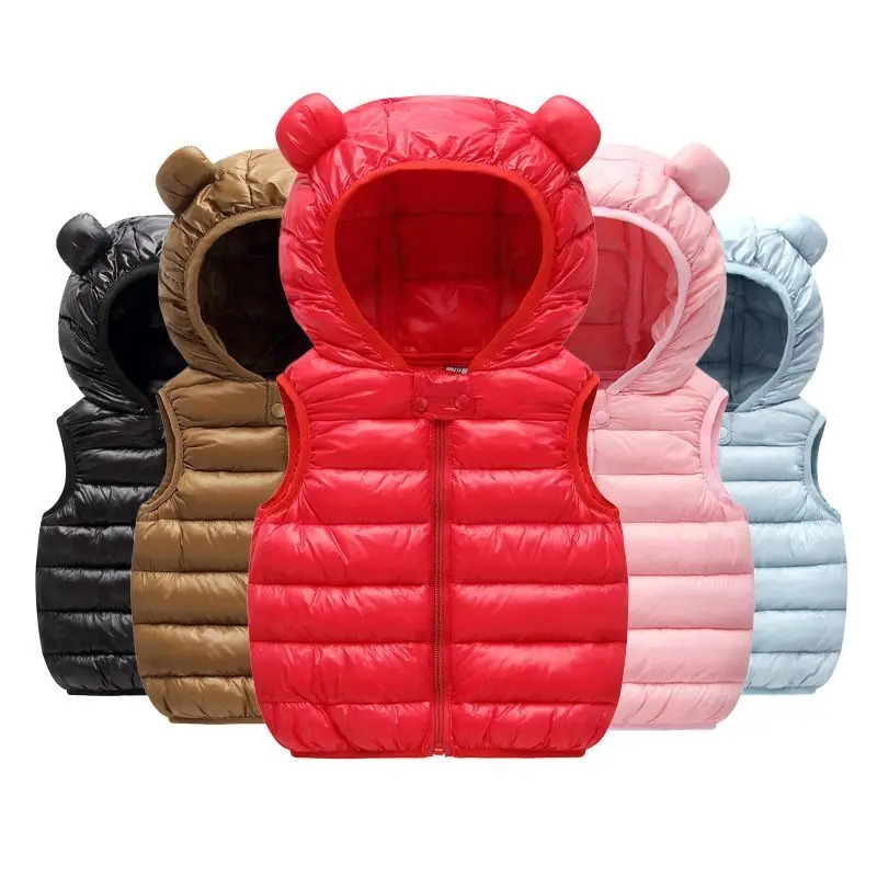 Baby Boys Girls Warm Down Vest Autumn Winter Cotton Waistcoat With Ears Kids Outerwear Children Clothing Hooded Jacket Vests261016