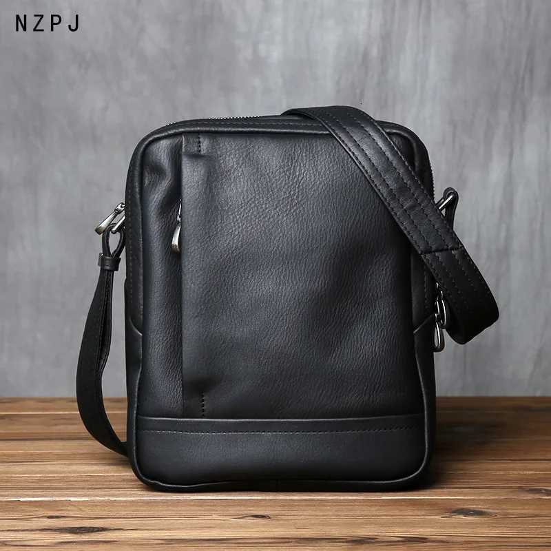 Shoulder Bags NZPJ Men's Shoulder Bag Top Layer Cowhide Trend Messenger Bag Leather Casual Youth Fashion Men's Bag Suitable For 10 Inch Ip