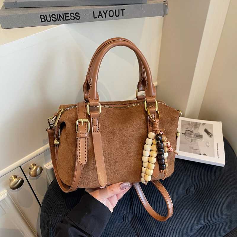 Totes Zipper Sewing Thread Classic Shoulder Bags Solid Color High Quality Large Capacity 2025 New Hasp Faux Suede Women's Handbag X261016