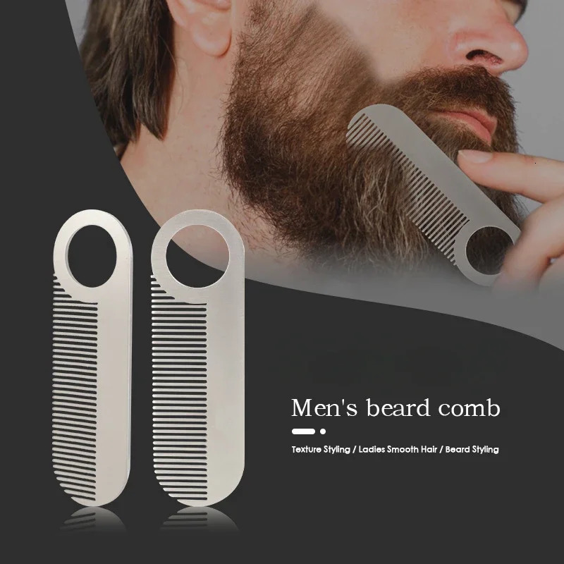 Stainless Steel Men's Beard Comb Portable Mini Oil Head Comb for Barber Mustache Care Shaping Tools Pocket Size Silver Hair Comb 261016