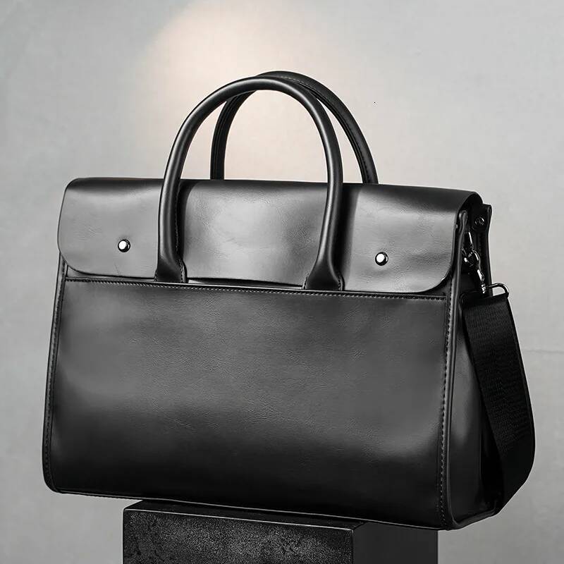 Large Capacity Men's Briefcase Vintage PU Leather Hand Men Laptop Handbag With Shoulder Strap Satchels Male Crossbody Bags