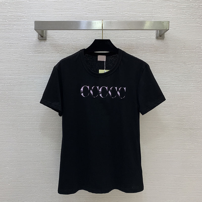 Puccieee imprimé noir t-shirt femmes à manches courtes col rond haut marque décontracté quotidien station vacances t-shirts sportifs
