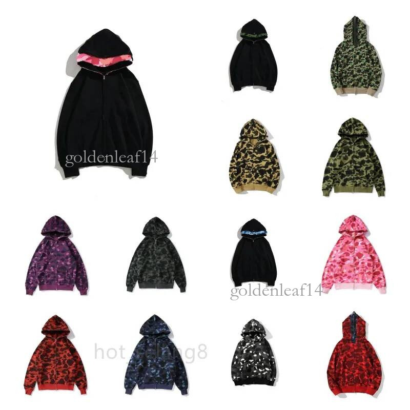 Shark jacket Fashion Casual Camouflage Printed bathing App Hoodies Jacket Men Women Spring Autumn Loose Couple Sleeve Zipper Trendy Bathing Ape Hood