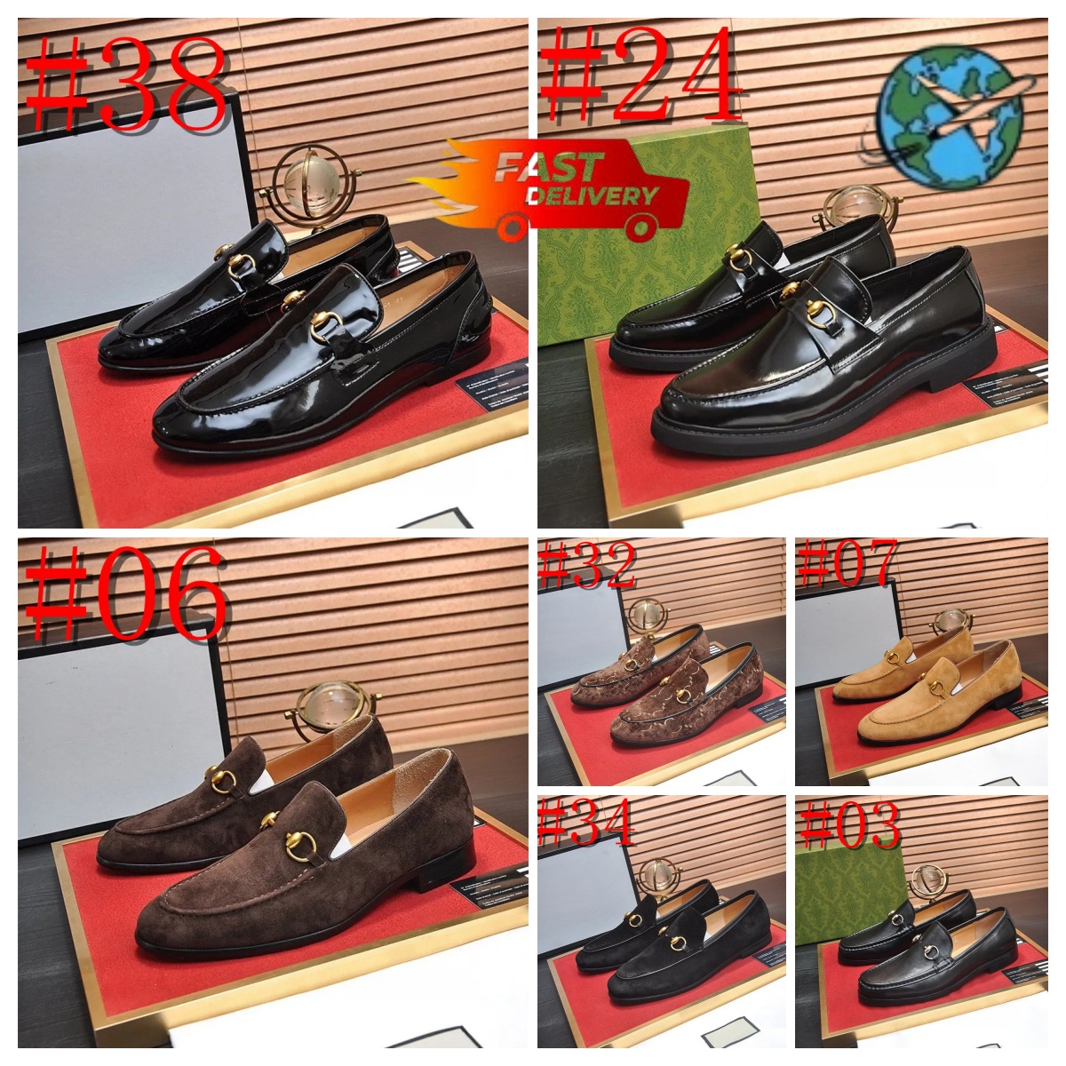 40Model Top Quality Men Designers Original Wedding Paty luxurious Dress shoes Genuine Leather Classic Elegant Loafers Round Toe Office Shoe 38- 46