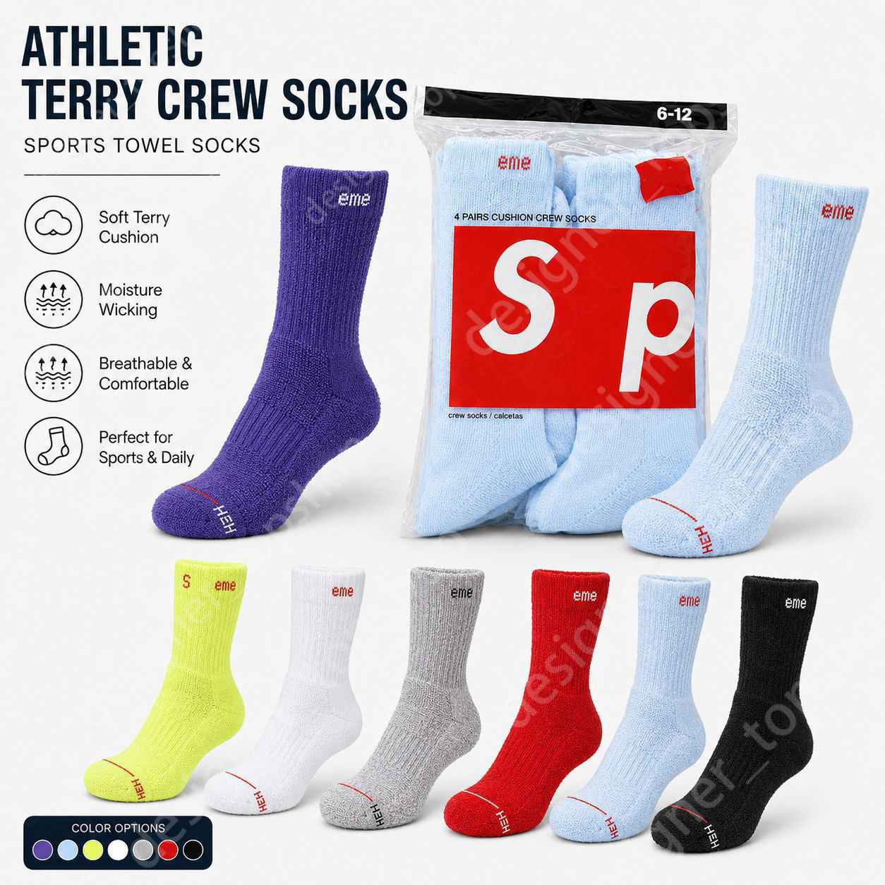 4 paires de chaussettes unisexes en coton doux à lettres respirantes style éponge pour le quotidien et le sport