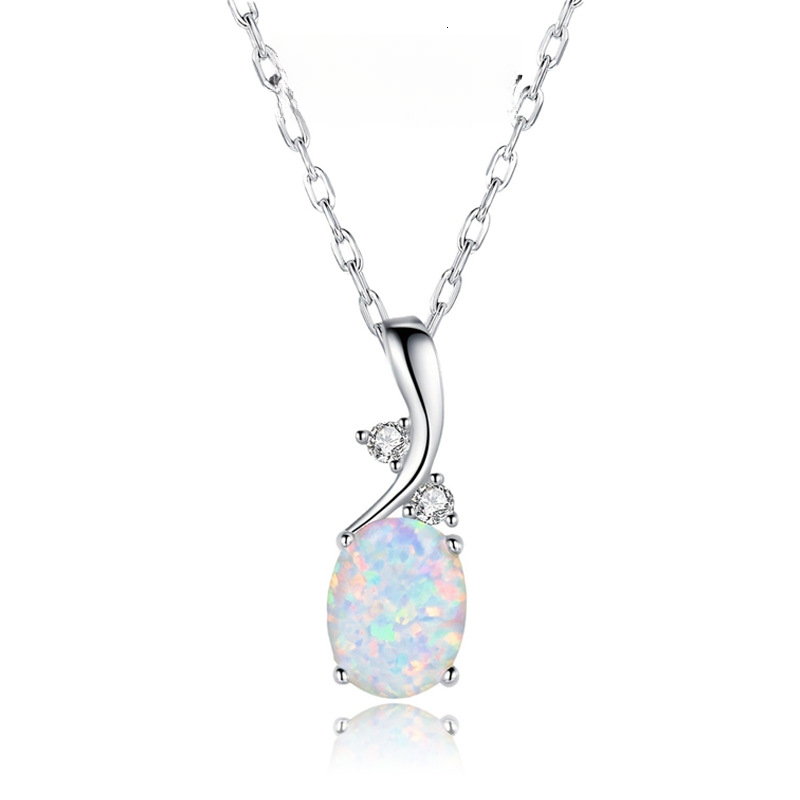 2026 Cross-Border Supply Oval Opal Necklace, Sweet And Light Luxury, Popular Versatile perfume Niche Collarbone Chain Jewelry, cologne Birthday Gift