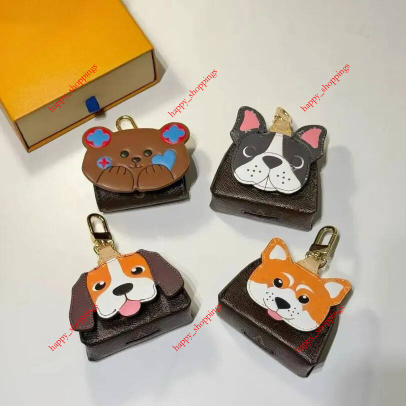 Designer Animal Cat Dog Charm Airpods Canvas Earphone Bag Man Womans flower Keychains Lanyards Leather Coin Purse Accessories Case