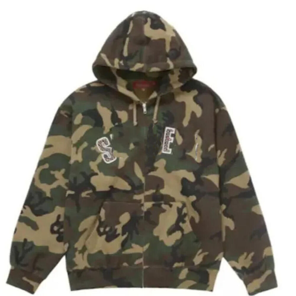 Supremely Hoodie Designer Brand Autumn Camouflage Zipper Pullover Vintage Graphic Print Luxury Loose Fashion High Street Sweatshirts Hoodie 13e