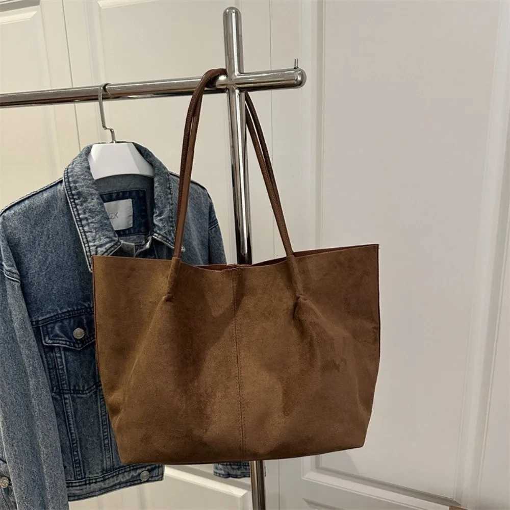 Totes Vintage Suede Shoulder Bag Large Capacity Solid Color Shopper Handbag Lightweight Comfortable Underarm Bag Women X2610161