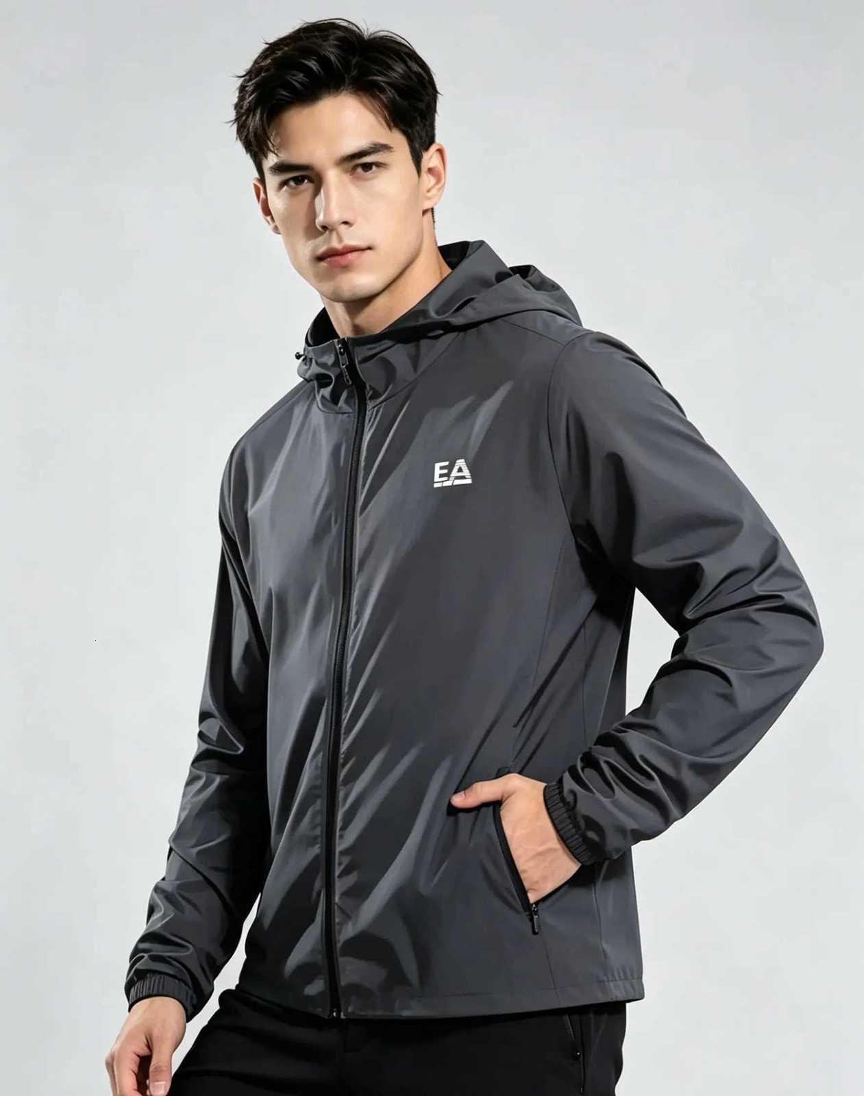 Outdoor Jackets Hoodies Mens EA tter Hooded Windbreaker Lightweight Waterproof Casual Outdoor Zip Up CoatT261016
