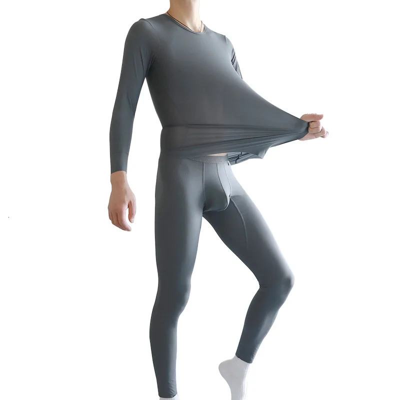 Set of Autumn Trousers Men's Thin Summer Ice Silk Bottoms Ultrathin Tight Lining Silky Elastic Line Tops 261012