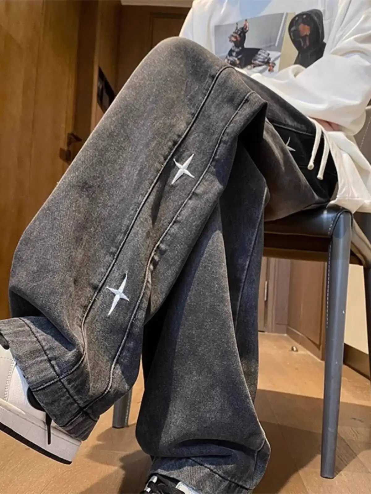 Men's Jeans Men's Jeans Plus Size 8XL Up Vintage Denim Pants Retro Loose Straight Leg Style INS Wide Leg Floor Length PantsT261016
