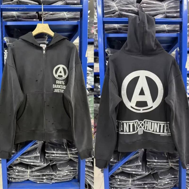Fashion Zipper Hooded Jacket Retro Street Style Women Men Loose Oversize Sweatshirts Designer Pullover Mens Hoodie Autumn Winter Size S-Xl