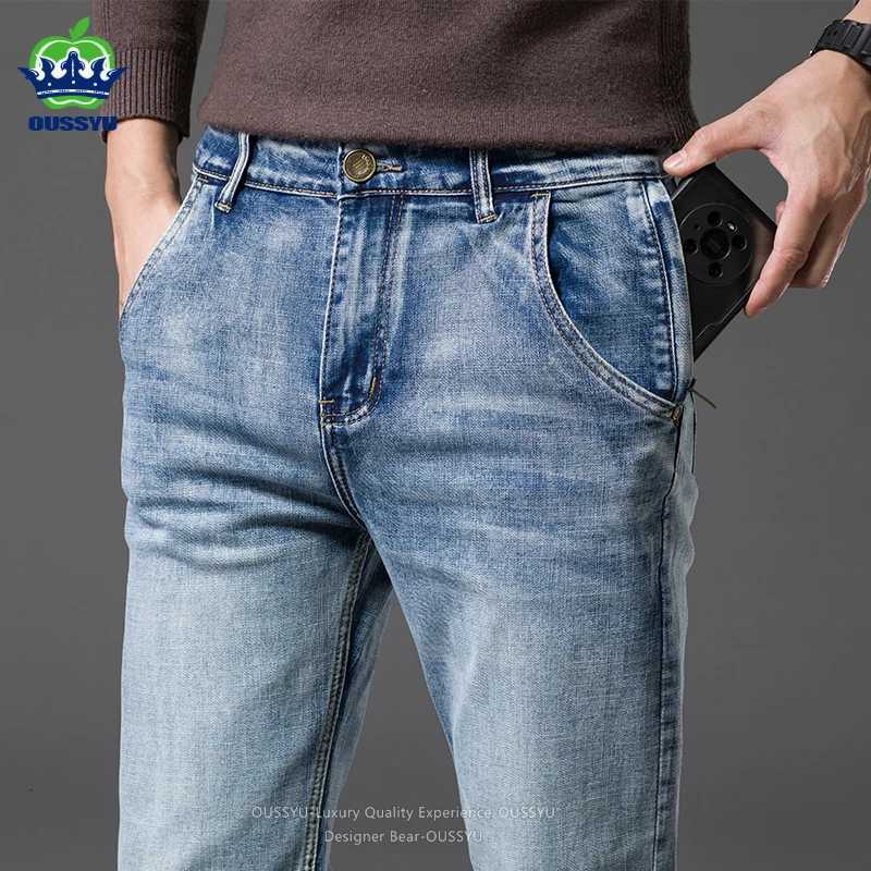 Men's Jeans High Quality Men's Jeans Classic Zipper Pocket Slim Cotton Retro Bike Skinny Denim Pants Work Autumn Trouser Male Plus Size 40