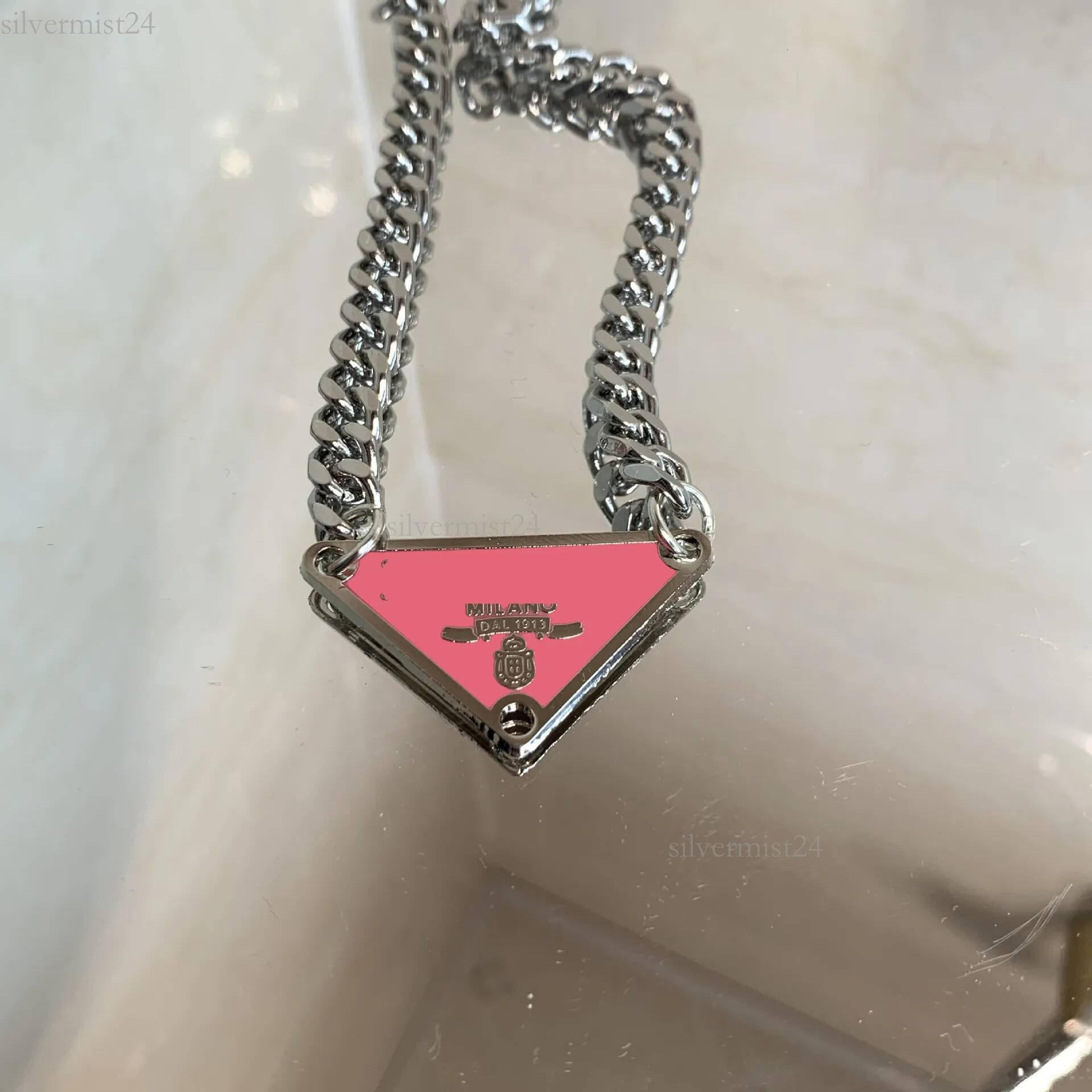 pradedness necklace mens chains luxury necklaces for women men gold chain pradlys necklace designer jewelry Stainless Steel charm triangle necklace