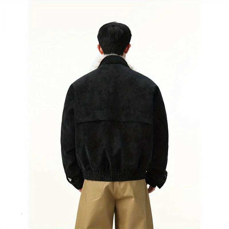 Jacket Men's Jackets Harajuku Mens Winter Heavyweight American Aviator Buckle Eagle Cotton Coat Thick Fur Collar Faux Leather Streetwear New N2