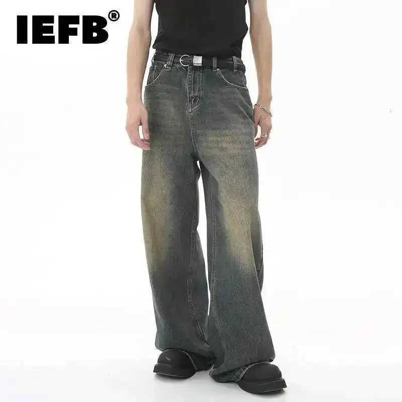 Men's Jeans IEFB Summer Men's Denim Pants Old Blue Washed Male Jeans Straight Casual Menwear Loose Wide Leg Trousers New Fashion 9C354T261