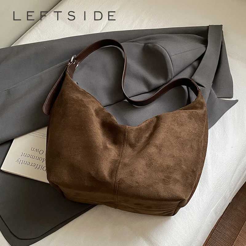Shoulder Bags LEFTSIDE Women PU Suede Shoulder Bag 2025 Winter Retro Soft Hobo Bag Luxury Designer New Trend Brand Handbags and Purses X261016