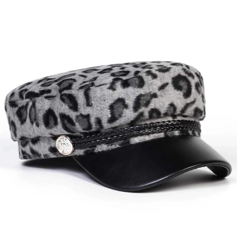 Plush Cute Leopard Print Beret Big Head Circumference Versatile Octagonal Hat Korean Style Y2K Women Artist Hat Girls S261016EIAB