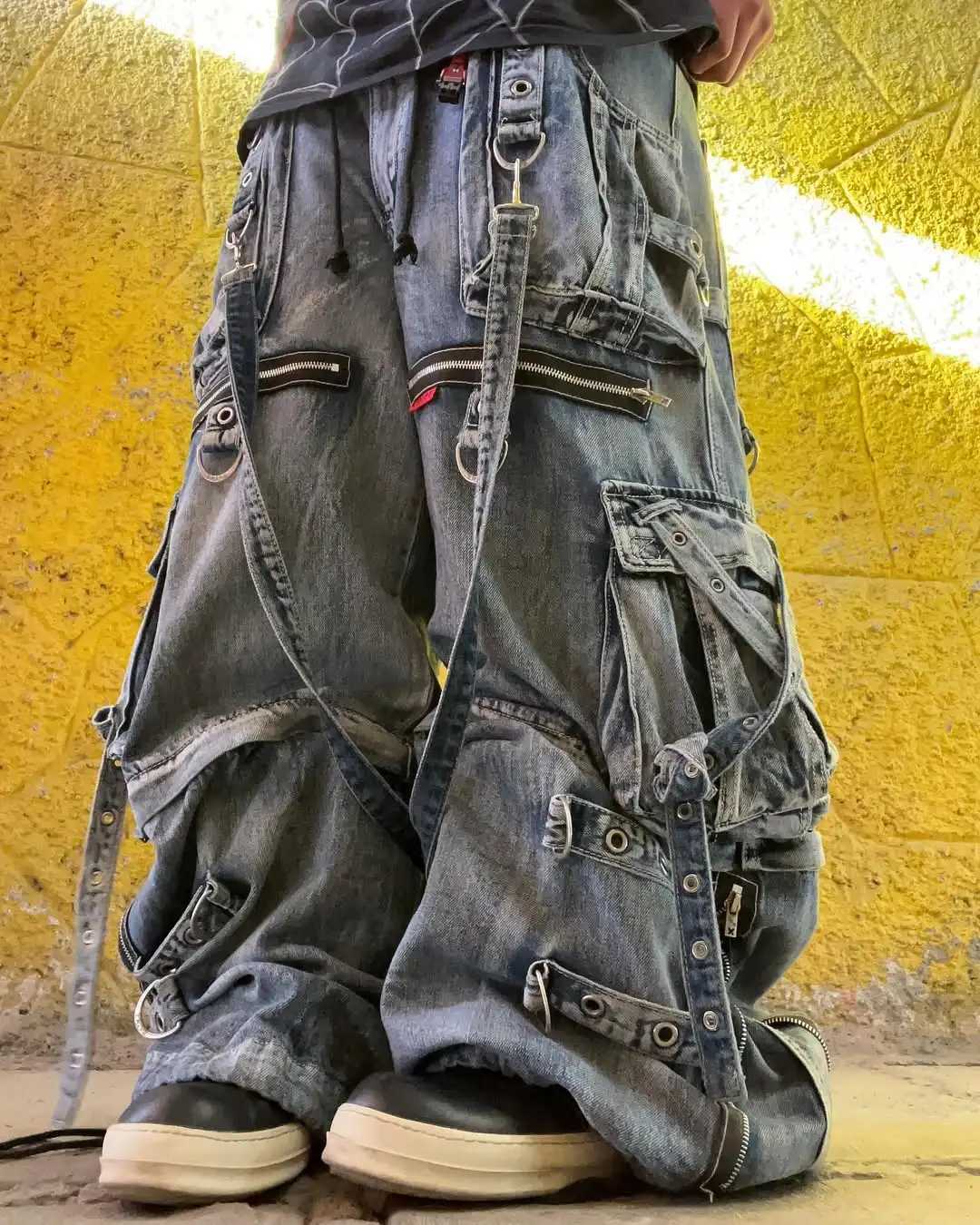 Men's Jeans Streetwear Heavy Jeans Y2K Clothing Men Women Hip Hop Retro Pockets Baggy Cargo Pants Baggy Jeans Low Rise Wide Leg TrousersT261016