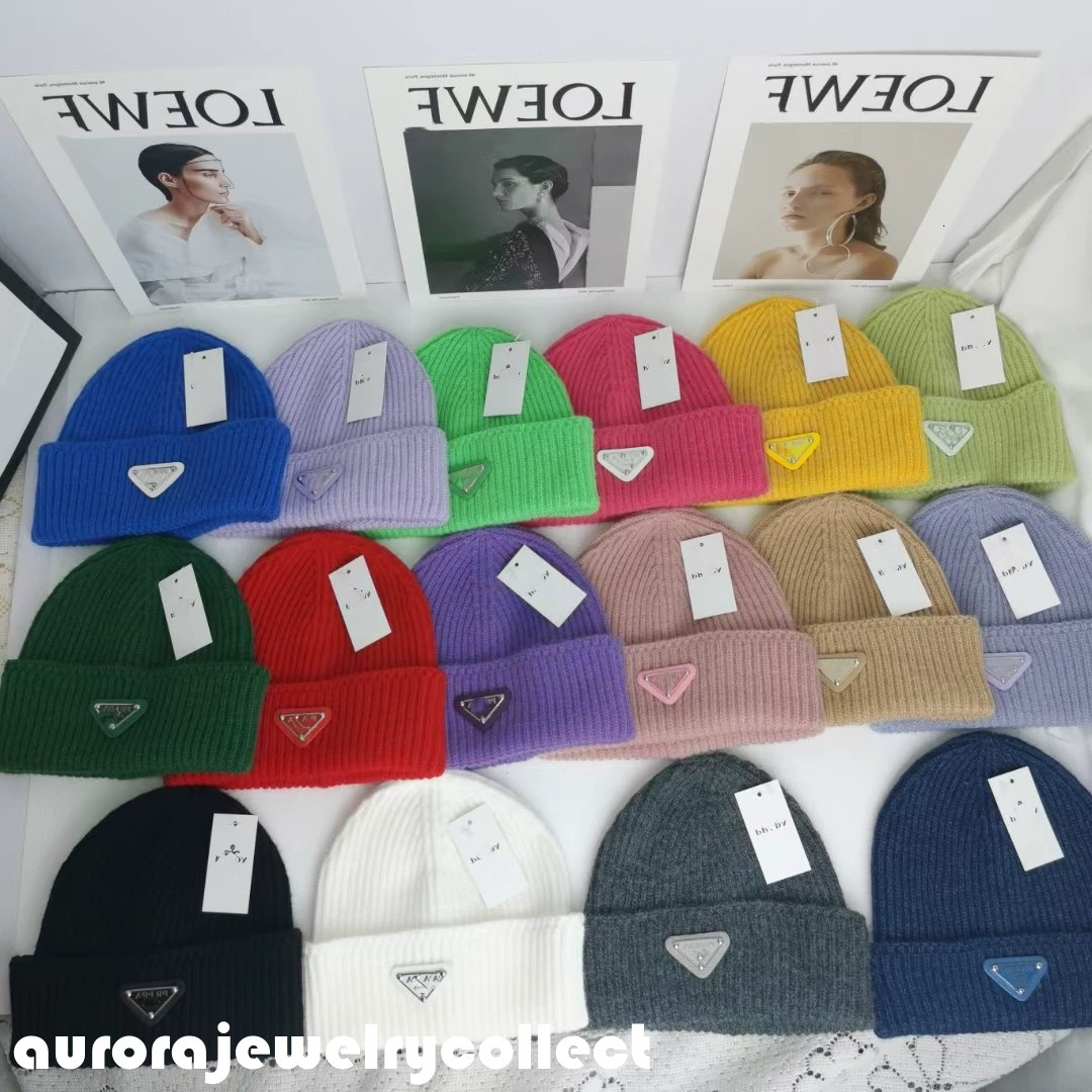 Designer Beanies Men Women Knit Hat Bonnet Woolen Inverted Triangle Knitted Winter Windproof Warm Unisex Solid Color Versatile Beanie
