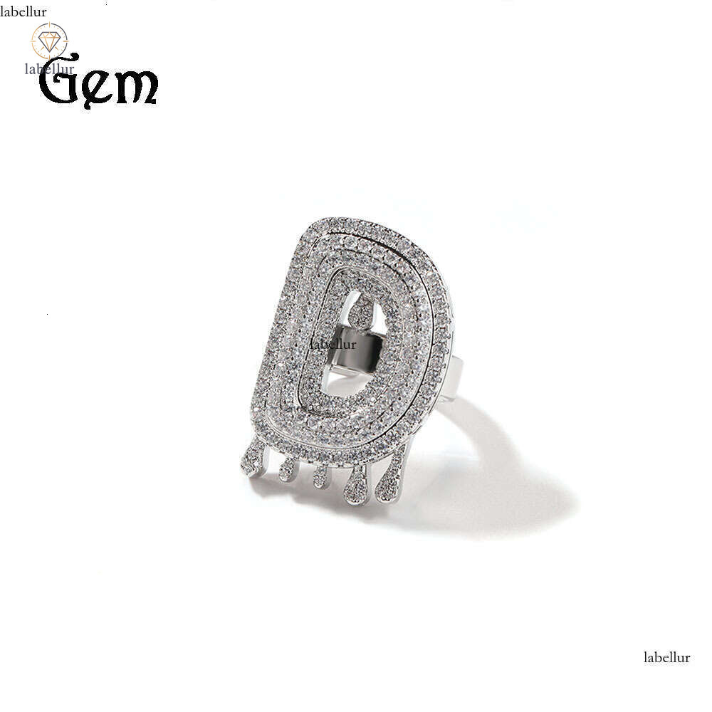 Hip Hop Vintage Cute New Water Drop Crown Open Ring Custom Letter Style Unisex Personality Trendy Hand Jewelry Wholesale 7